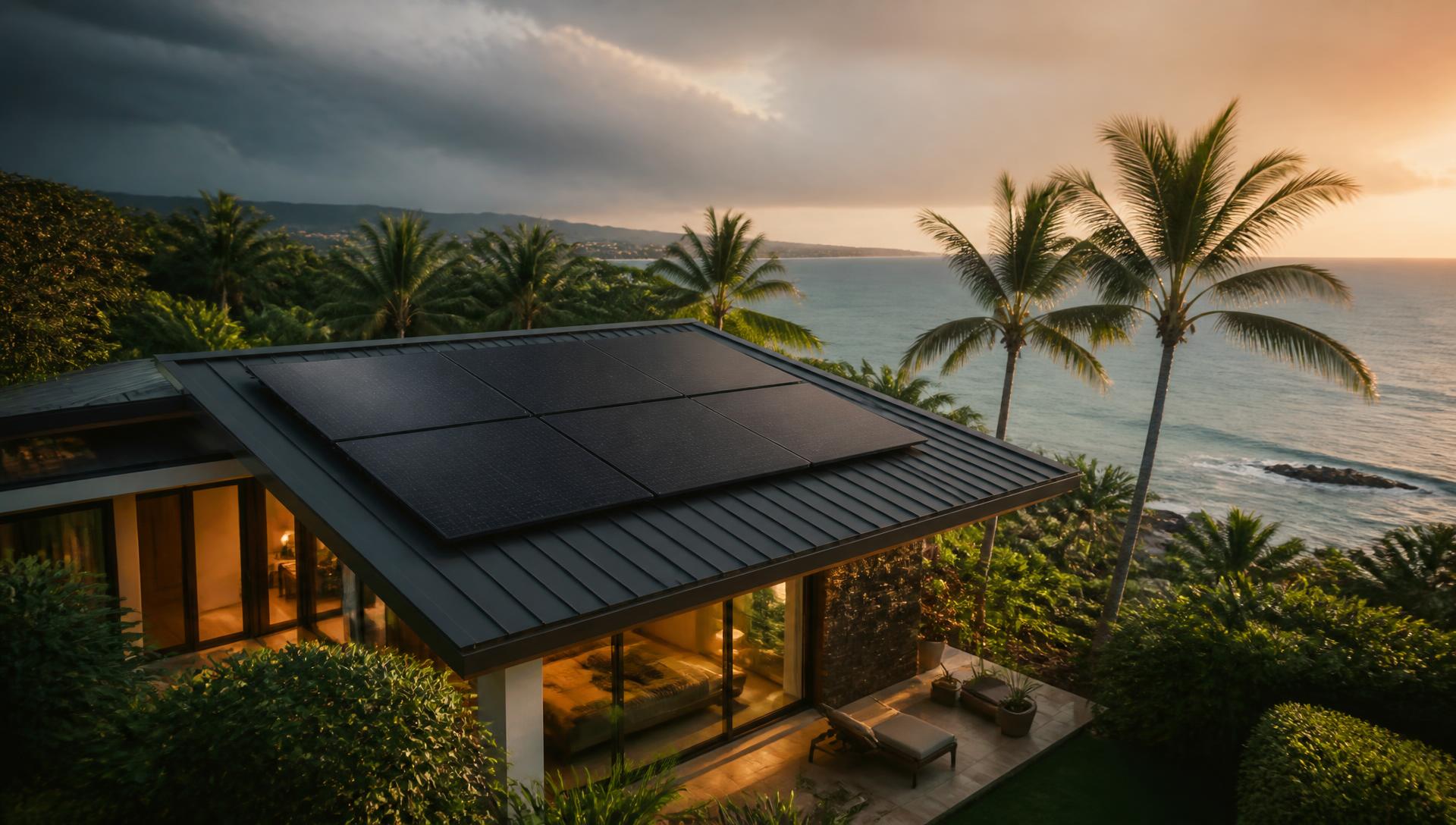 Hawaii home with solar panels on the roof